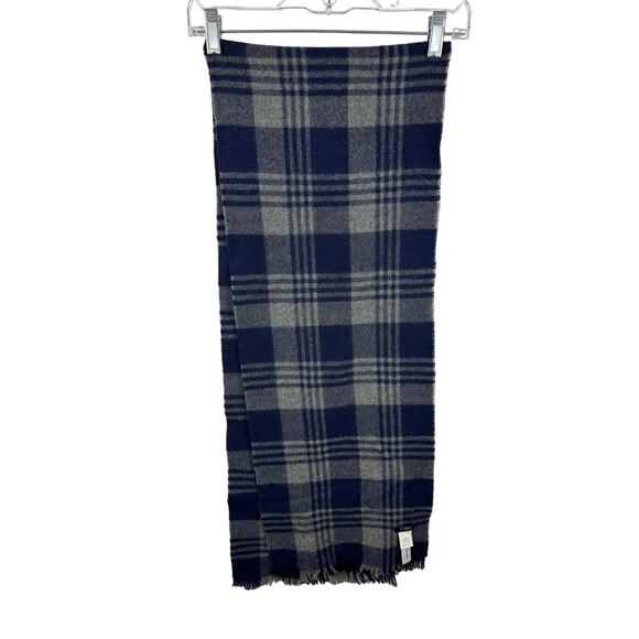 J. Crew Accessories - J. Crew Wool Baby Alpaca Scarf Blue Grey Plaid 68x12
